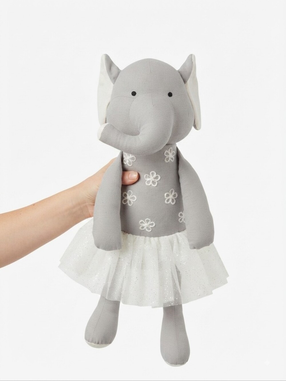Cute Baby Girl Nursery Decor Gray Elephant Plush Toy with Sparkly Skirt 15"